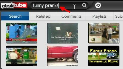 Căutați videoclipuri pe YouTube de pe un desktop cu birou TV Desktube4