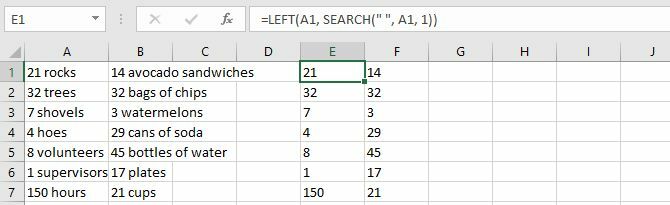 Combinați funcțiile de stânga și de căutare pentru a separa textul și numerele în Excel.