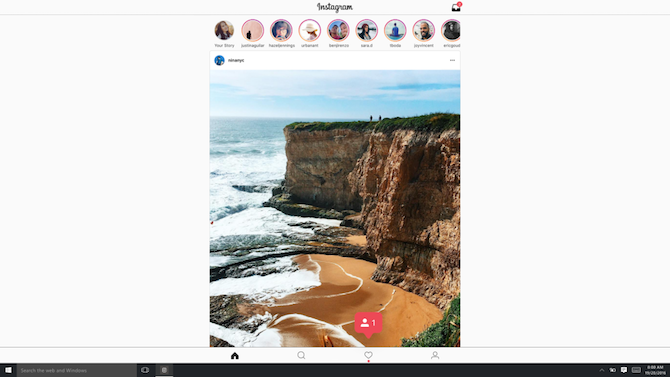 Instagram Windows 10 desktop