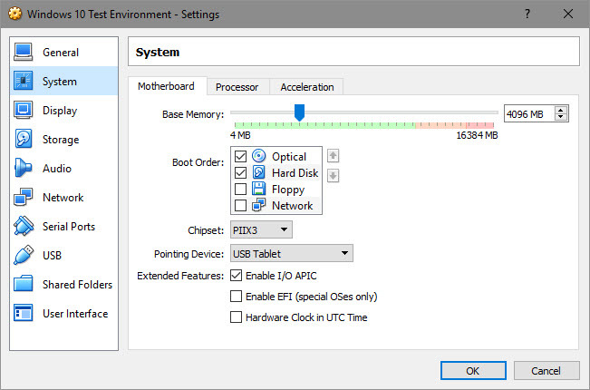 VirtualBox RAM dedicat