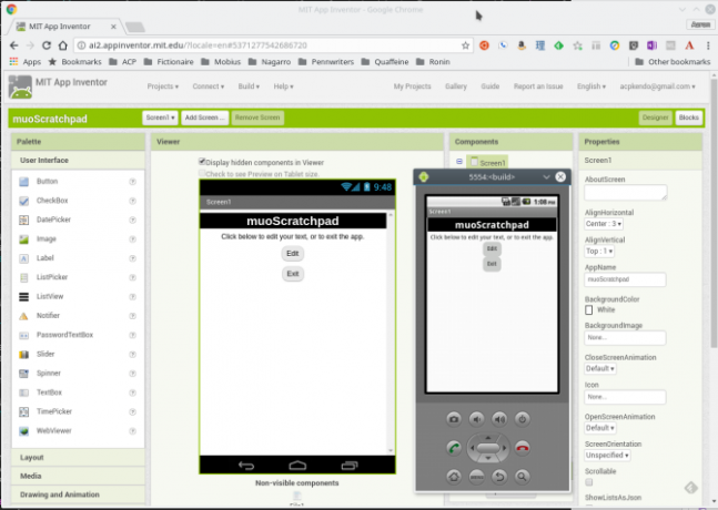 Android creează aplicația de emulare a aplicațiilor appinventor