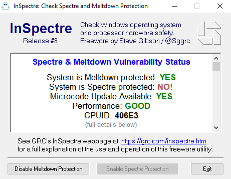 Instrumente de securitate gratuite - InSpectre detectează vulnerabilități Spectre și Meltdown în CPU