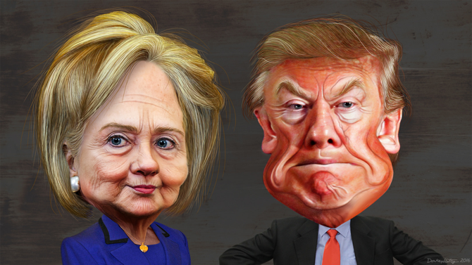 Clinton Trump Caricatures