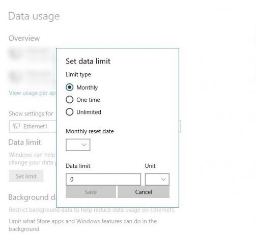 Cum să setați limitele de utilizare a datelor în Windows Limite de lățime de bandă Windows 10