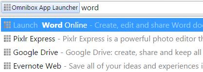 Lansator de aplicații Omnibox Chrome