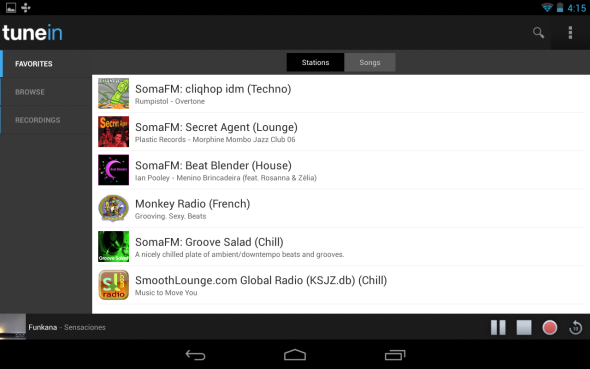 TuneIn-radio pentru Android-