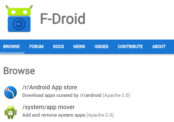 2 piețe alternative online pentru aplicații Android fdroid