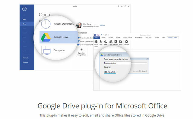 Plug-in Google Drive pentru Office 2016