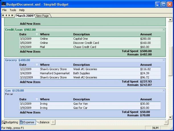 SimpleD Budget - Software gratuit Tracker Tracker (Windows) simpled5b