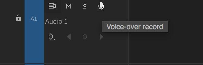 Butonul de înregistrare vocală Premiere Pro