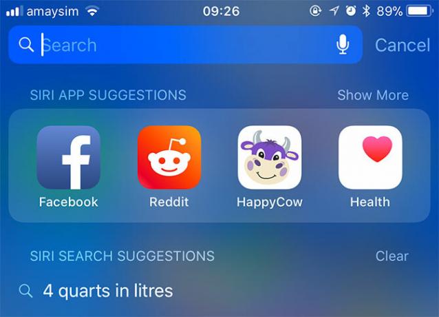 Căutare Spotlight iOS