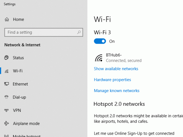 Setări Wi-Fi Windows 10