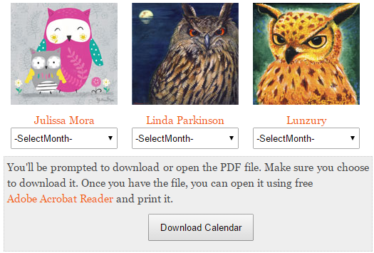 Calendarul meu Owl Barn 2015