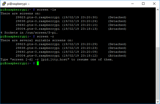 Listă terminală ecran terminal GNU Reattach List