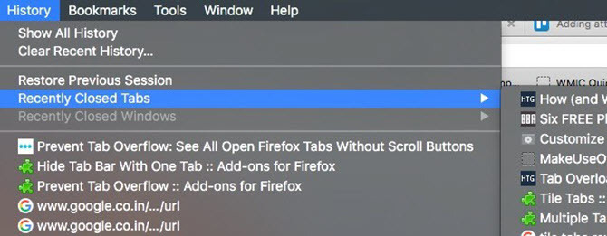 firefox-urile închise recent file