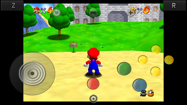 Super Mario 64, așa cum este jucat pe RetroArch pentru Android