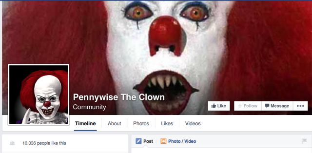 Pagina de Facebook Pennywise the Clown