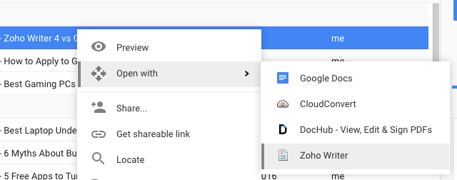 Zoho-scriitor-google-drive-addon