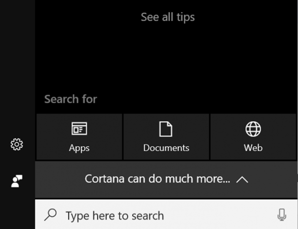 Cortana pe ecranul principal al computerului