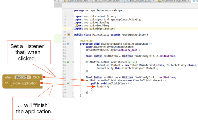 Android creează aplicația androidstudio ecran1 cod