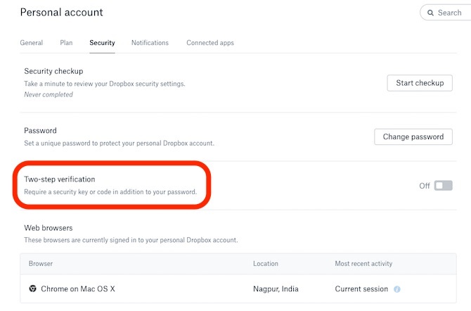 Dropbox de rezervă pentru cloud de autentificare cu doi factori