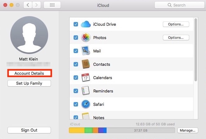 Setări Mac iCloud