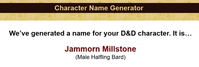 Generator de nume Dungeons and Dragons