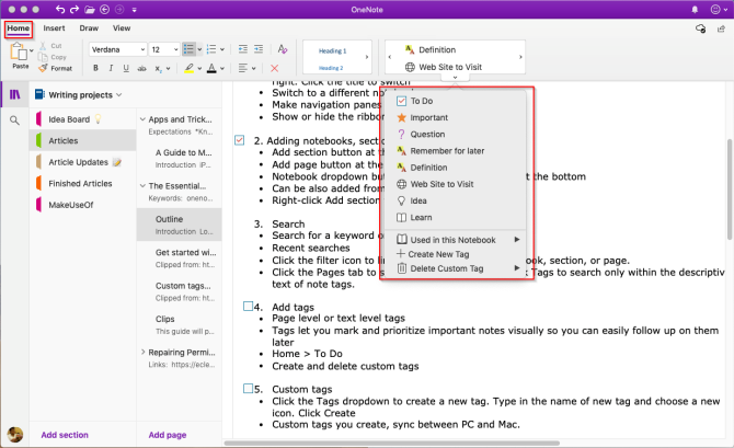 adăugați o etichetă la OneNote din galeria de etichete