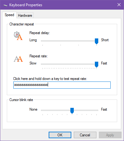 tastatură-proprietăți-control-panel-repeat-rate întârziere