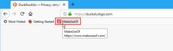 Un marcaj în bara Bookmarks din Firefox