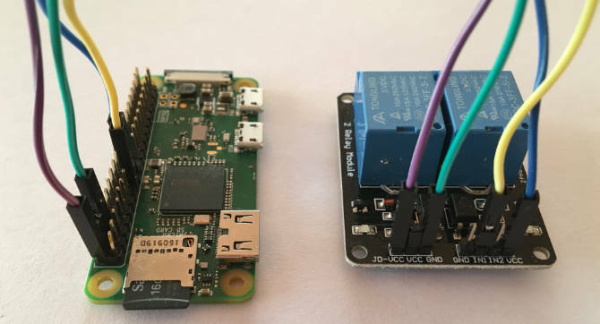 Raspberry Pi Zero W conectat la o placă de releu