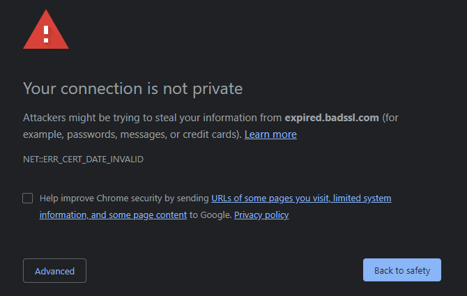 Conexiune Chrome Nu este privată