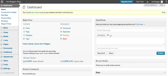 Blogger vs. WordPress.com: o comparație completă wordpress ui2