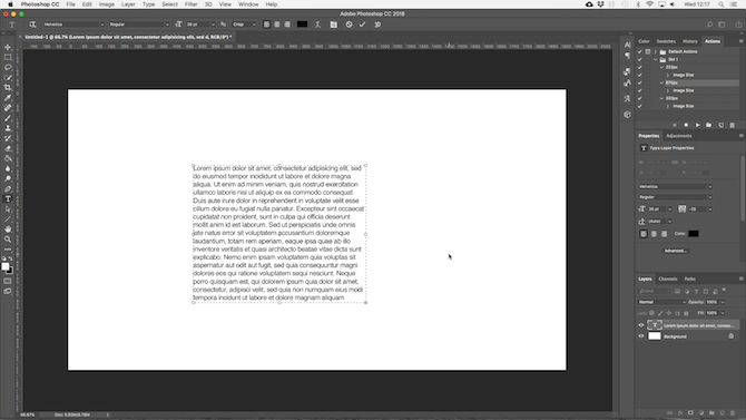 lucrul cu textul în Photoshop - textul paragrafului Photoshop