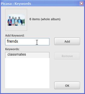 Picasa - Cuvinte cheie pentru fotografii