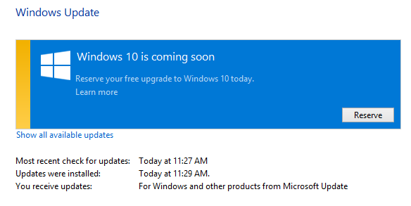 Windows 10 apare Windows Update