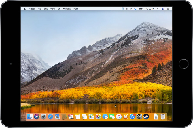 iPad mini folosind Duet Display pentru a partaja ecranul cu macOS High Sierra