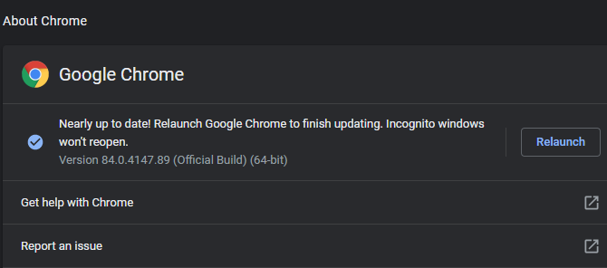 Verificați actualizările Chrome