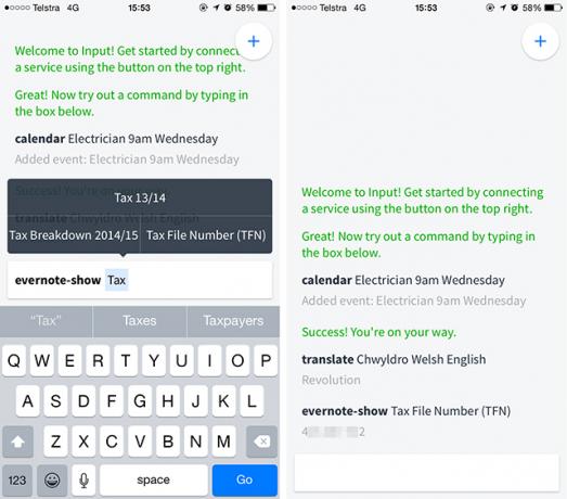 Input este o linie de comandă pentru iPhone pentru Evernote, Gmail și mult mai multe evernoteshow