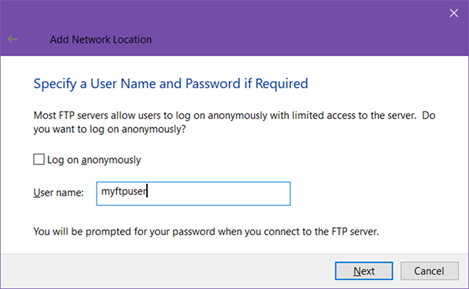 Cum să convertiți fișierul Windows Explorer într-un client FTP cu numele de utilizator de Windows 10 ftp