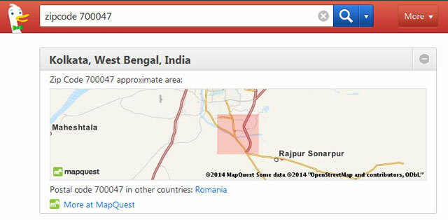 DuckDuckGo Găsiți coduri poștale