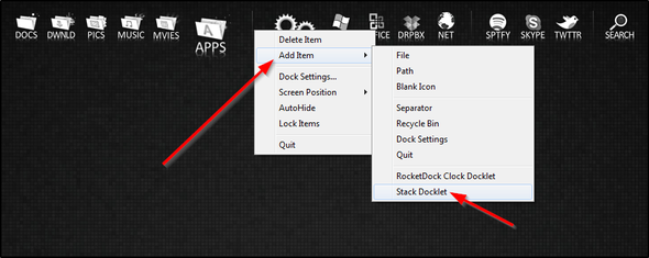 RocketDock + Stock Docklet: Nu doar un Dock, ci și o soluție completă de organizare pentru desktop [Windows] RocketDock Adaugă articol Stack Docklet