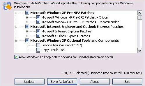 Captura de ecran Windows AutoPatcher