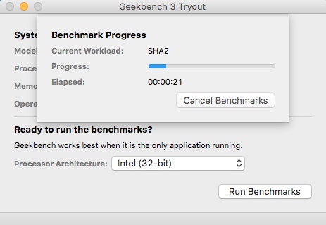 CPU Geekbench Benchmark Test Mac