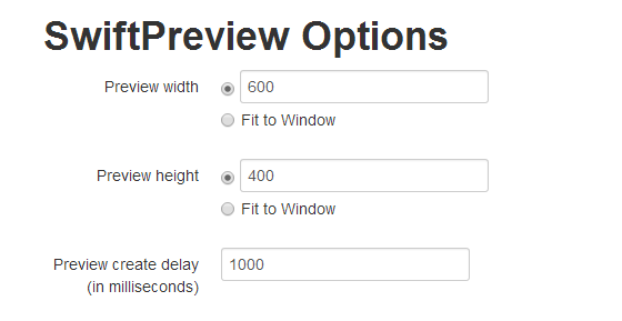 Swift-previzualizate Setări