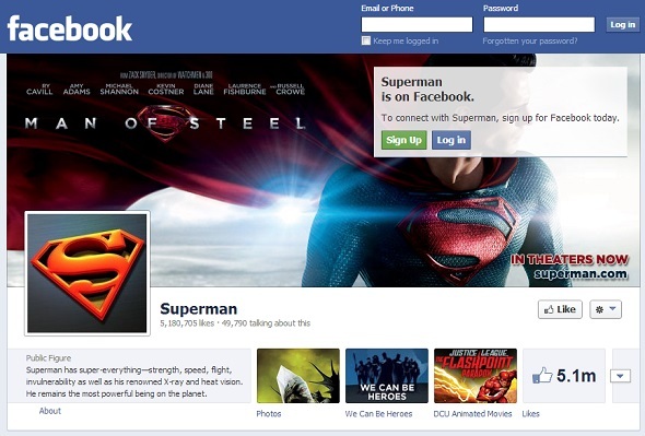 10 personaje fictive care sunt nespus de populare pe Facebook-ul superman de Facebook